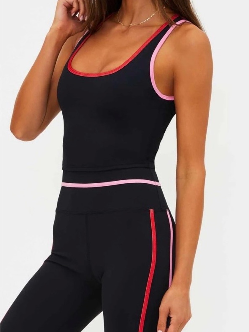 Beach Riot | Ash Top Royal Noir Black, Pink, & Red Sports Bra Crop Top XL